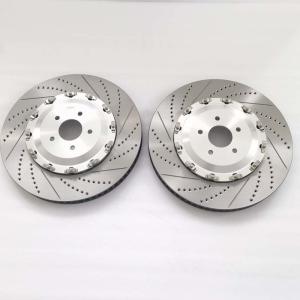 Quality Sliver Anodized Cast Iron Brake Disc 410*36mm Drilled Slotted Rotor Floating Center wholesale