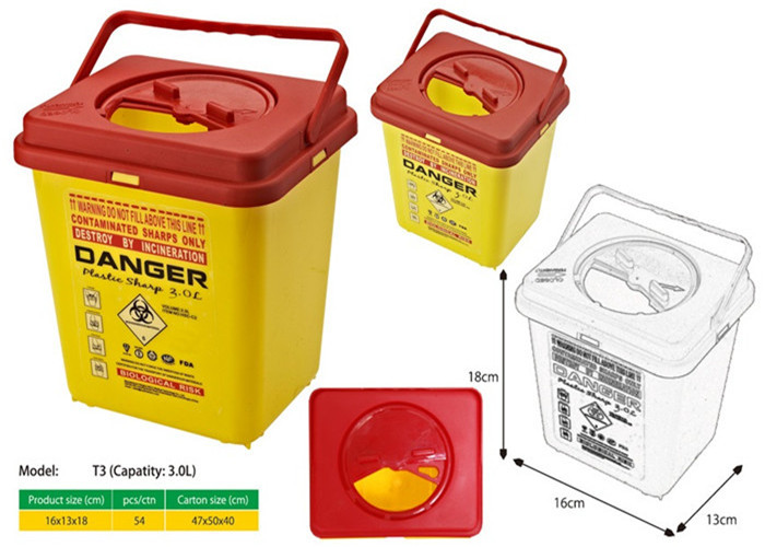 3 Litre Sharps disposal container, Sliding Lid, Red,Sharps Container | WinnerCare