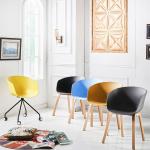 Plastic Ergonomic Executive Office Chair With Wheels / Wooden Legs