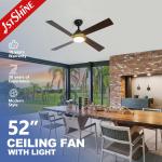 Smart remote control 52 inches 6 speeds MDF black ceiling fan with Metal body