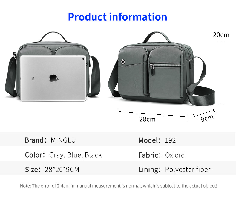 Factory wholesale custom large capacity casual hand bags crossbody bag for men sling messenger bags