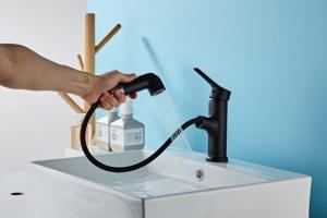Quality Black color Saving Water Explosion Proof Pull Out Sink Faucet wholesale