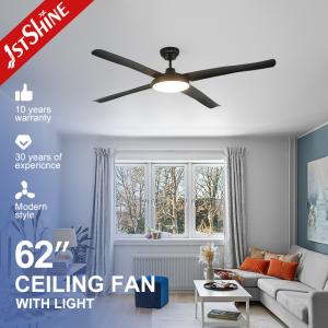 Quality Modern Black LED Ceiling Fan 4 ABS Blades Energy Saving DC Motor wholesale