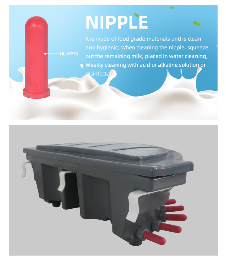 55 Liter Calf Feeding Bucket with Metal Clamp and No Choking Nipples for Efficient Calf Feeding
