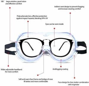 Quality Medical Surgical Safety Glasses Virus Protection Anti Liquid Splash wholesale