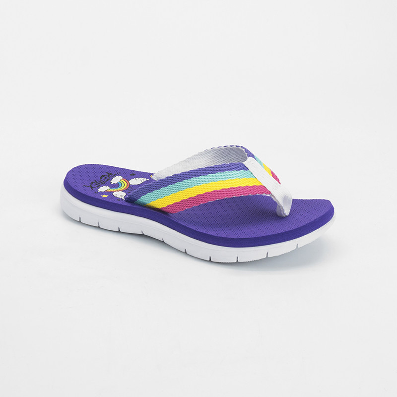 Wear Resistant Rainbow Strap Flip Flops , OEM Slip Proof Flip Flops