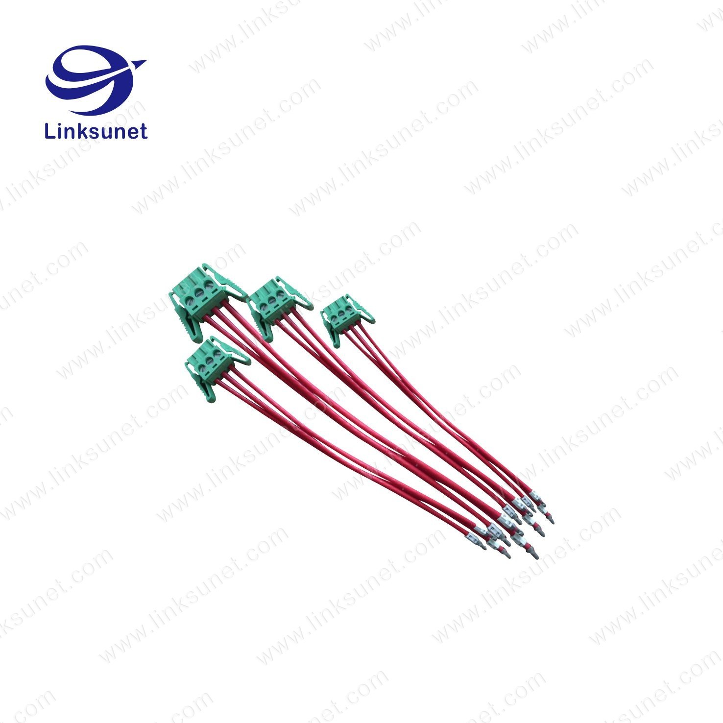 Pich 5.0mm Custom Wiring Harness With Latch Green Terminal Block 3P - PTFE / ETFE