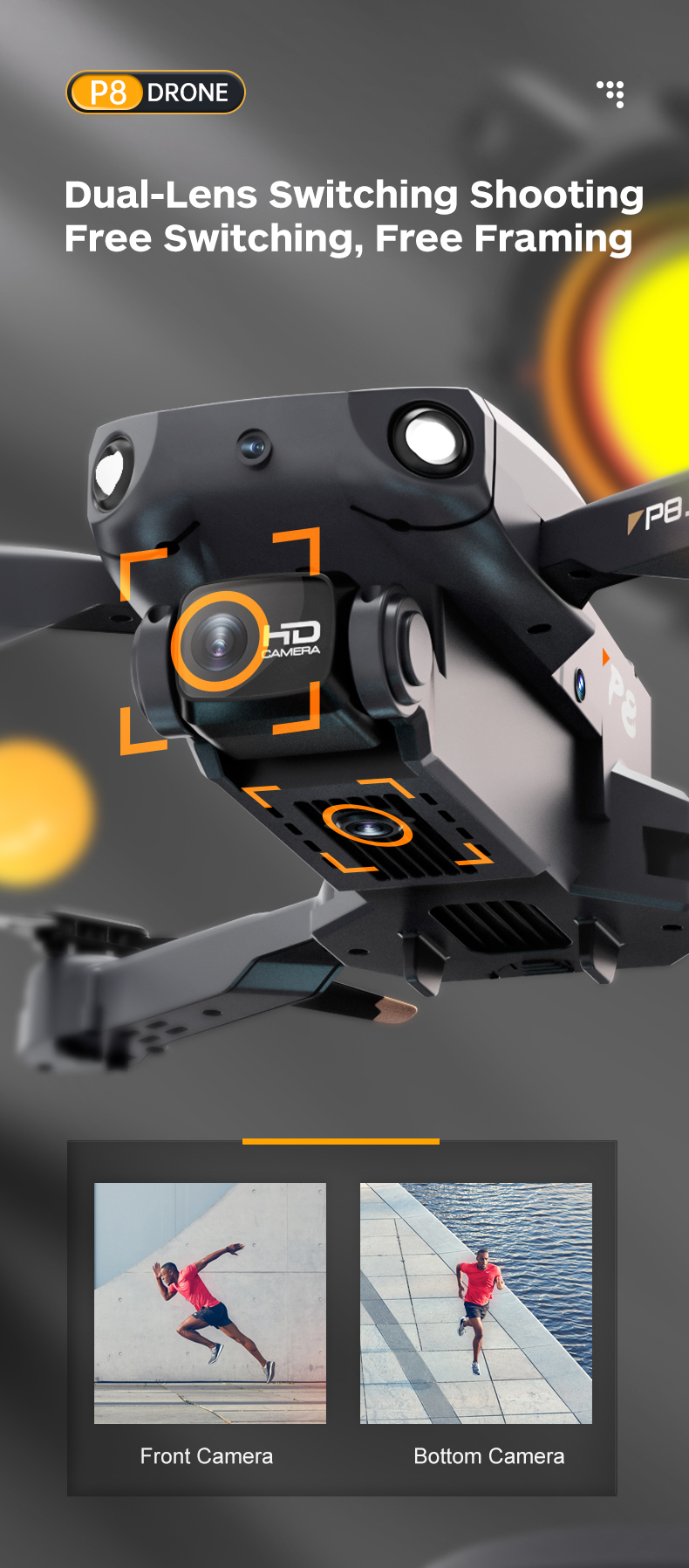 Control Type P8 Drone Dual Esc 4k Hd Camera Foldable Rc Remote Control Quadcopter Photography Wifi Fpv Mini Drones Boy Gifts Toys Vs F189