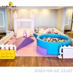 Soft Play Merry Go Round Pink And White With Ball Pit Inflatable Bouncer