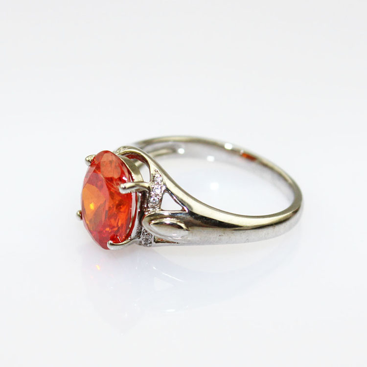 Gold Plated 925 Silver Ring with 7mmx9mm Created Yellow Citrine Cubic Zircon(R270)