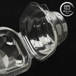 Transparent Hinged Clamshell Disposable Plastic Food Containers Single Cupcake