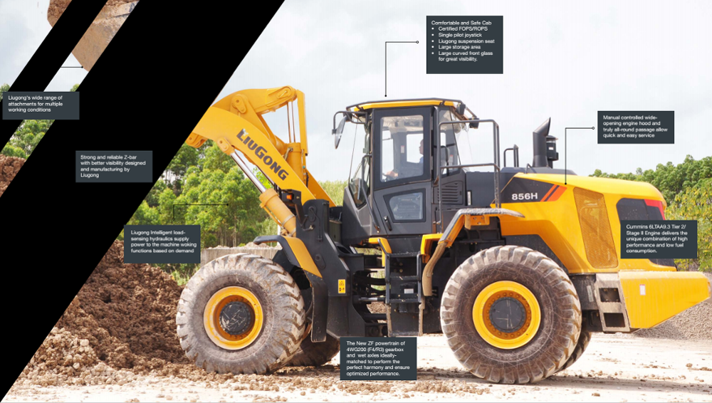 Liugong 5tons wheel loader CLG856H 3cbm bucket loader