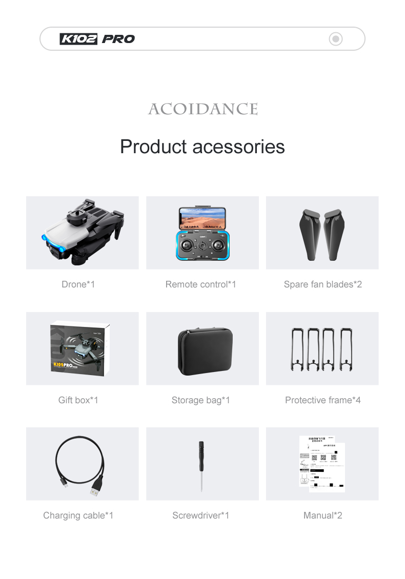 K102 Pro Mini Drone 4K HD Dual Camera Four-Way Obstacle Avoidance and Professional Optical Flow Technology for Long Range