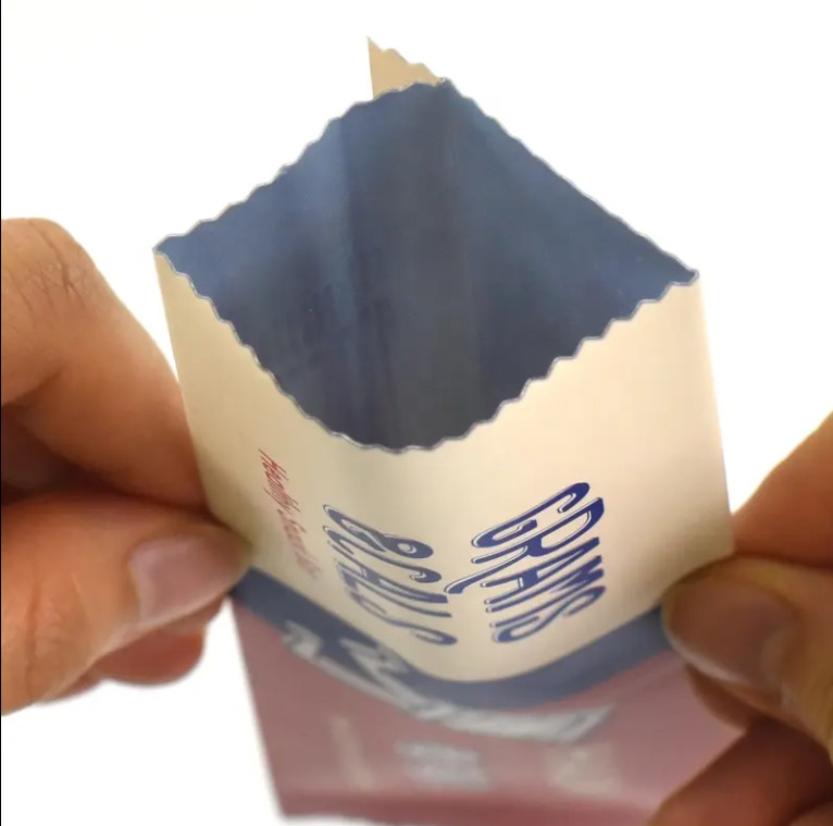Custom Printed Serrated Edges Back Side Seal Plastic Food Sachet Biscuit Chocolate Cereal Bar Packaging Mylar Bag