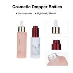 50ml White/Pink Cylindrical Frosted Glass Bottle With Silver/Red Dropper For