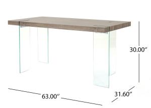 Quality Glass Legs Wooden Top 68kgs Modern Dining Table wholesale