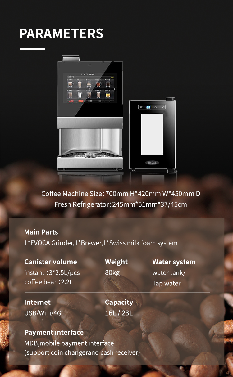 MDB Protocol Fresh Milk Automatic Coffee Vending Machine CE