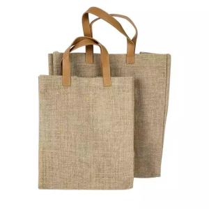 Quality Pu Handles 100% Burlap Fabric Jute Tote Bags BSCI Approved wholesale