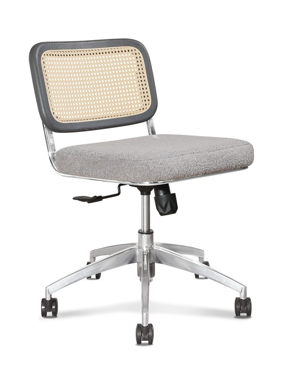 Executive Rattan Office Chairs 29 Cm Back Wooden Grey With Lumbar Support 83cm