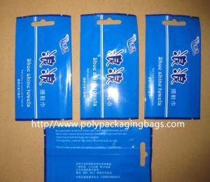 Quality Middle Sealed Plastic Bag Disposable Wet Wipes Packaging , Blue / Green wholesale