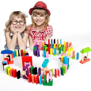 Quality 100 200 300 500PCS Wooden Dominos Building Blocks wholesale