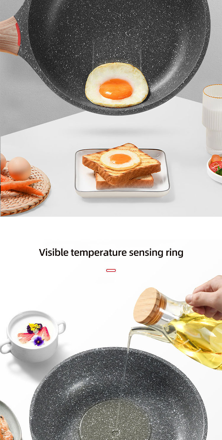 High Quality Cookware Cooking Pot Maifan Stone Flat Bottom Frypan Non Stick Induction Frying Pan