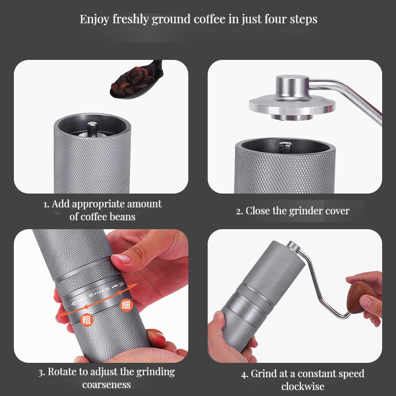 C2 Manual Coffee Grinder Ceramic Conical Burr and 25g Capacity for Modern Kitchen