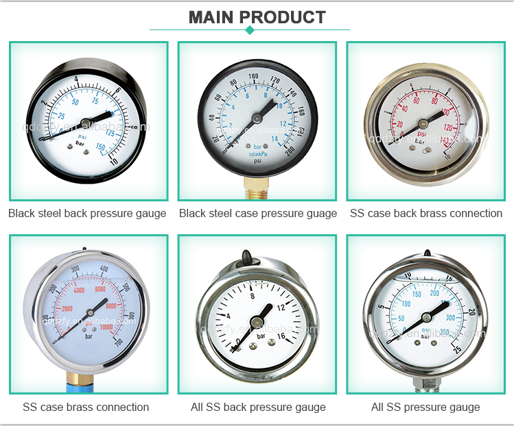 Axial Glycerine 63mm Compound Pressure Gauge Hydraulic Water Pressure Meter Tester Back Mount