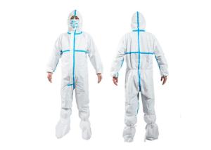 Quality White Medical Protective Apparel With Tape , Disposable Hooded Coveralls wholesale