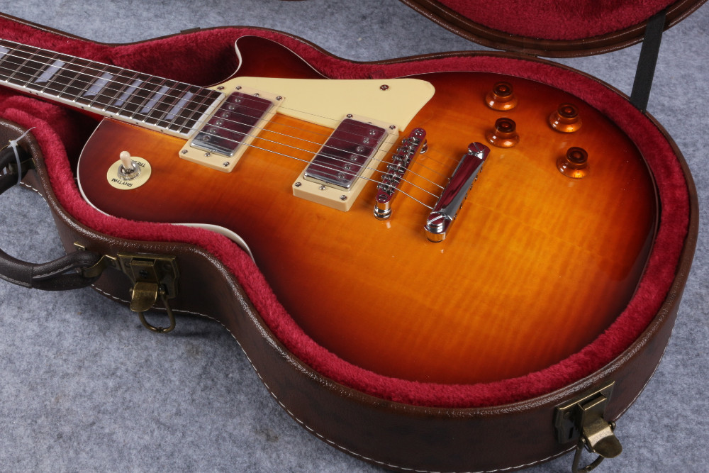 R9 Vos custom Tiger Flame Maple top LP Electric Guitar silver hardware
