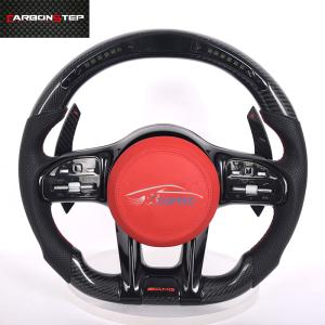 Quality W213 Matte Carbon Fiber Mercedes Benz Steering Wheel 380mm Black Amg Leather Led wholesale