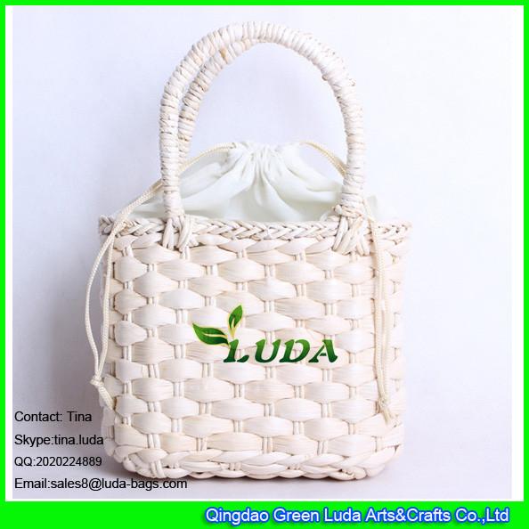 LDYP-026 drawstring closure straw handbag natural kdis handbag handmade straw