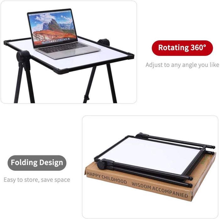 360° Rotating Magnetic Double Sided Dry Erase Board w/Chalkboard & 4/8pcs Markers