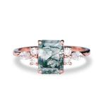 925 Sterling Silver Marquise Shape Jade Aventurine Open Leaf Rings Olive Leaf