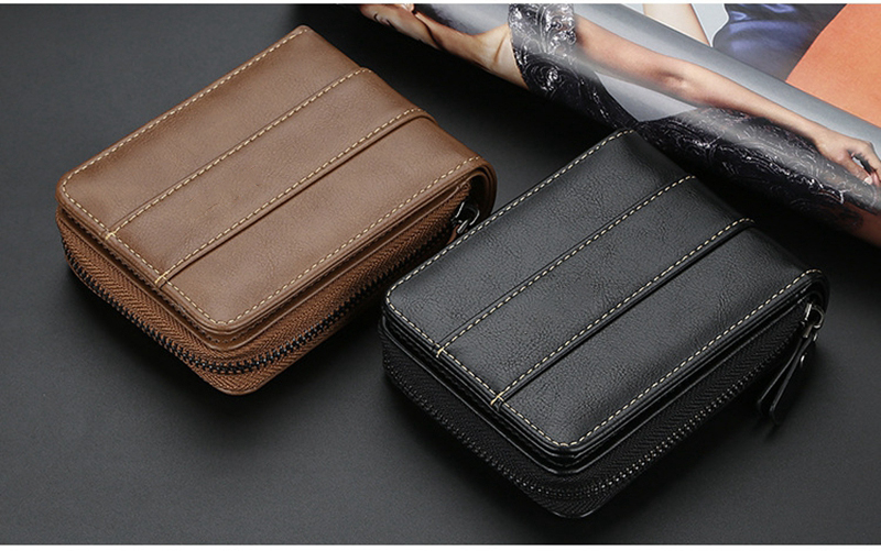 3 Colors Minibook Customized Men's Short Version Buckle Multi-card Coin Three Fold Zipper Wallet
