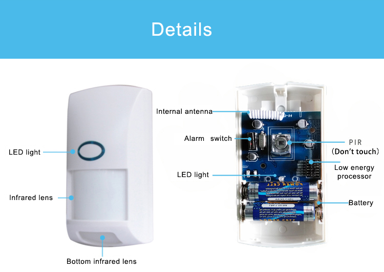 household anti-pet interference infrared detector with easy installation and low power