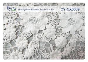 Quality 100% Nylon Jacquard Lace Fabric with White / Green / Blue Color CY-CX0039 wholesale