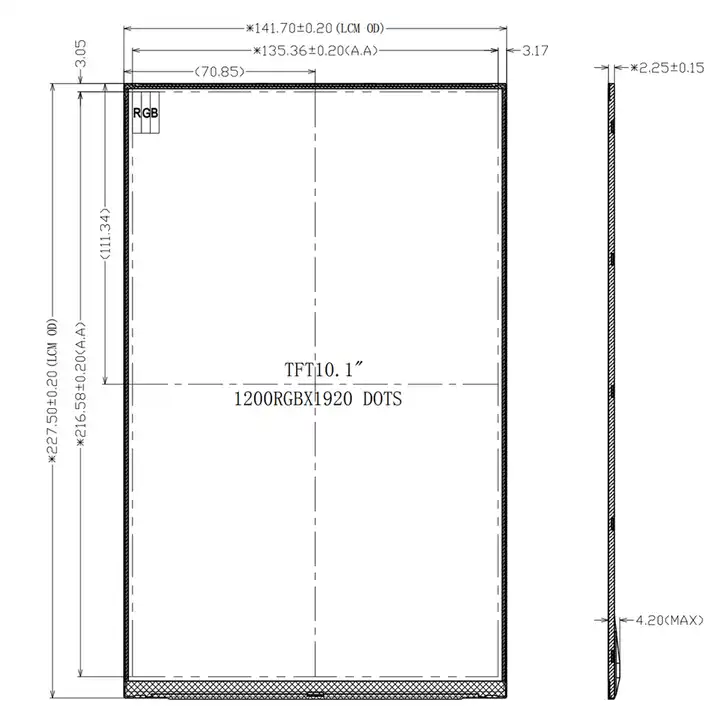 Fhd 10.1 Inch Lcd Display 1200*1920 Ips Mipi