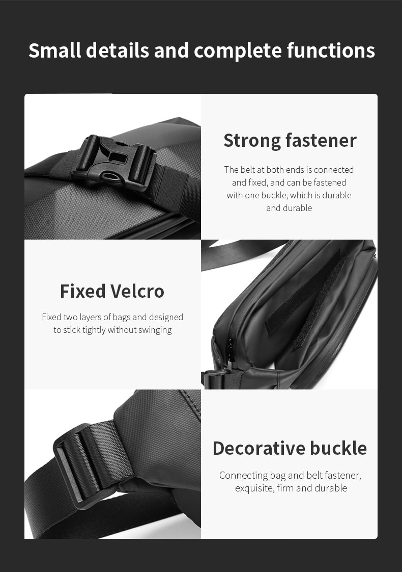 Casual Polyster Anti Theft Waist Bag Slash Proof Waist Pack 30*16*11cm