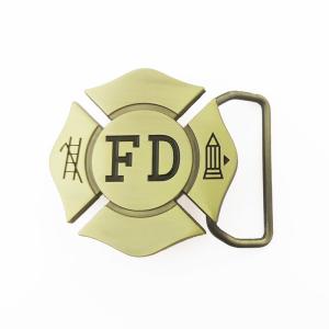 Quality Debossed Texts Back Antique Bronze Belt Buckle Die Casting Fire Department Logo Shaped wholesale