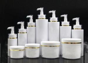 Quality 100ml 150ml 200ml 250ml 300ml 350ml 400ml 500ml White Pump Bottle with Gold Silver Line Cap wholesale