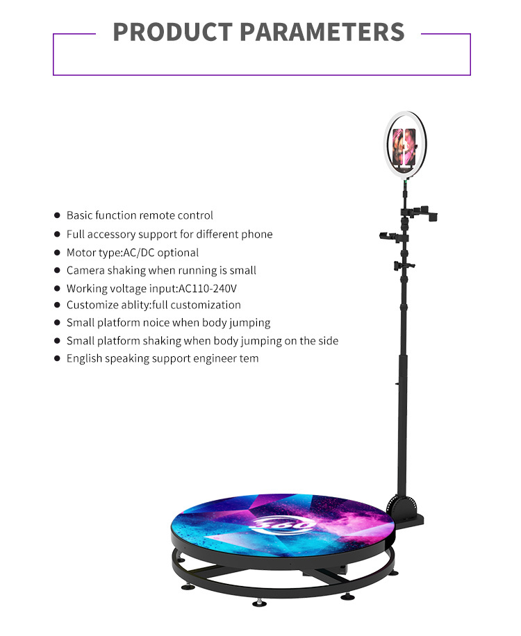 115CM 100CM Glass 360 Photo Booth Machine For Video Commercial Wedding