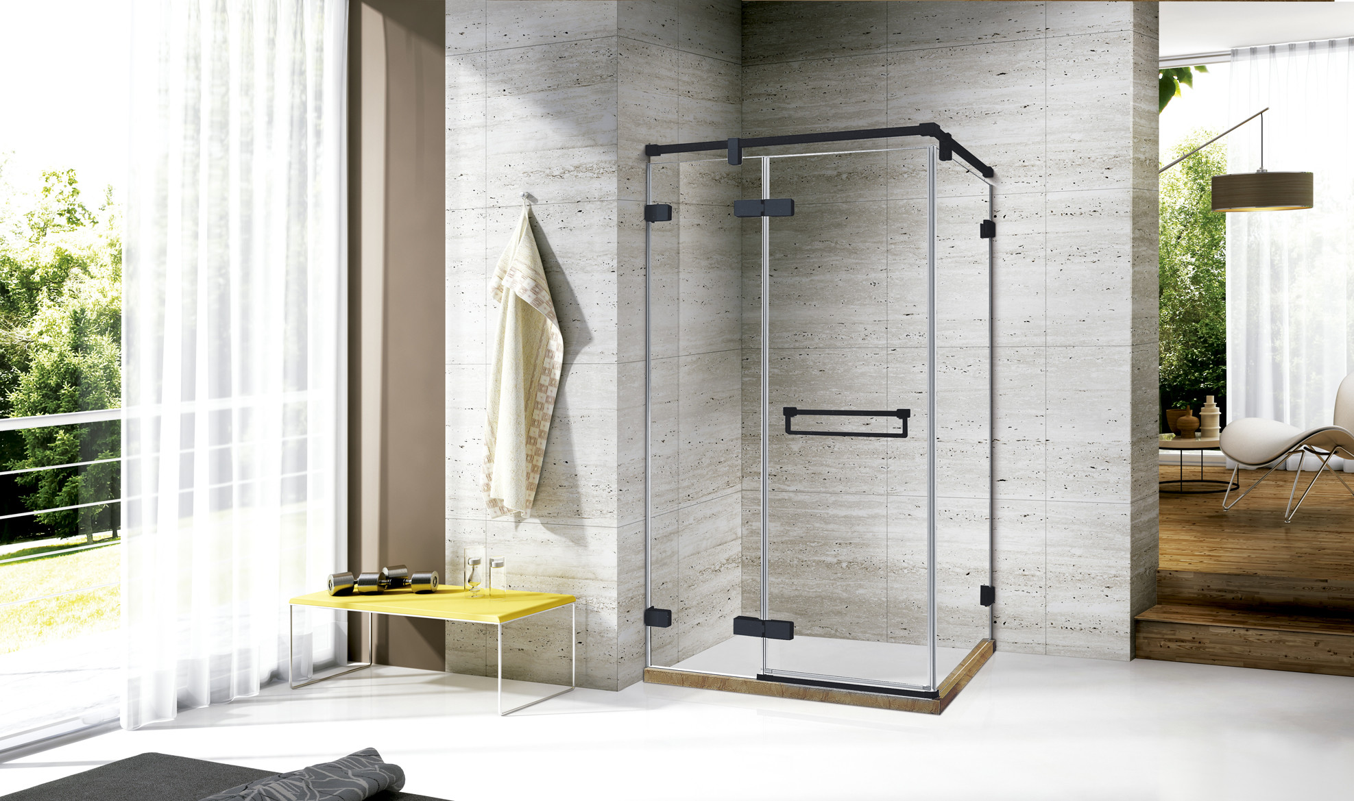 Stainless Bathroom Shower Enclosure Acrylic Base With Sliding Door