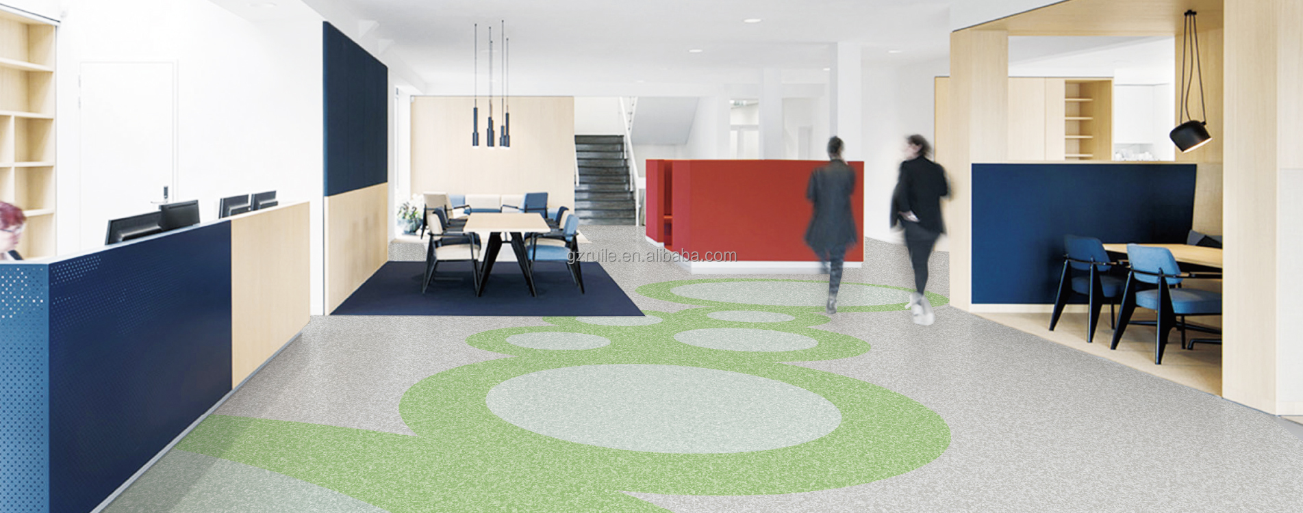 Waterproof Homogeneous PVC Flooring Roll 2mm-3mm Thickness Anti Bacterial