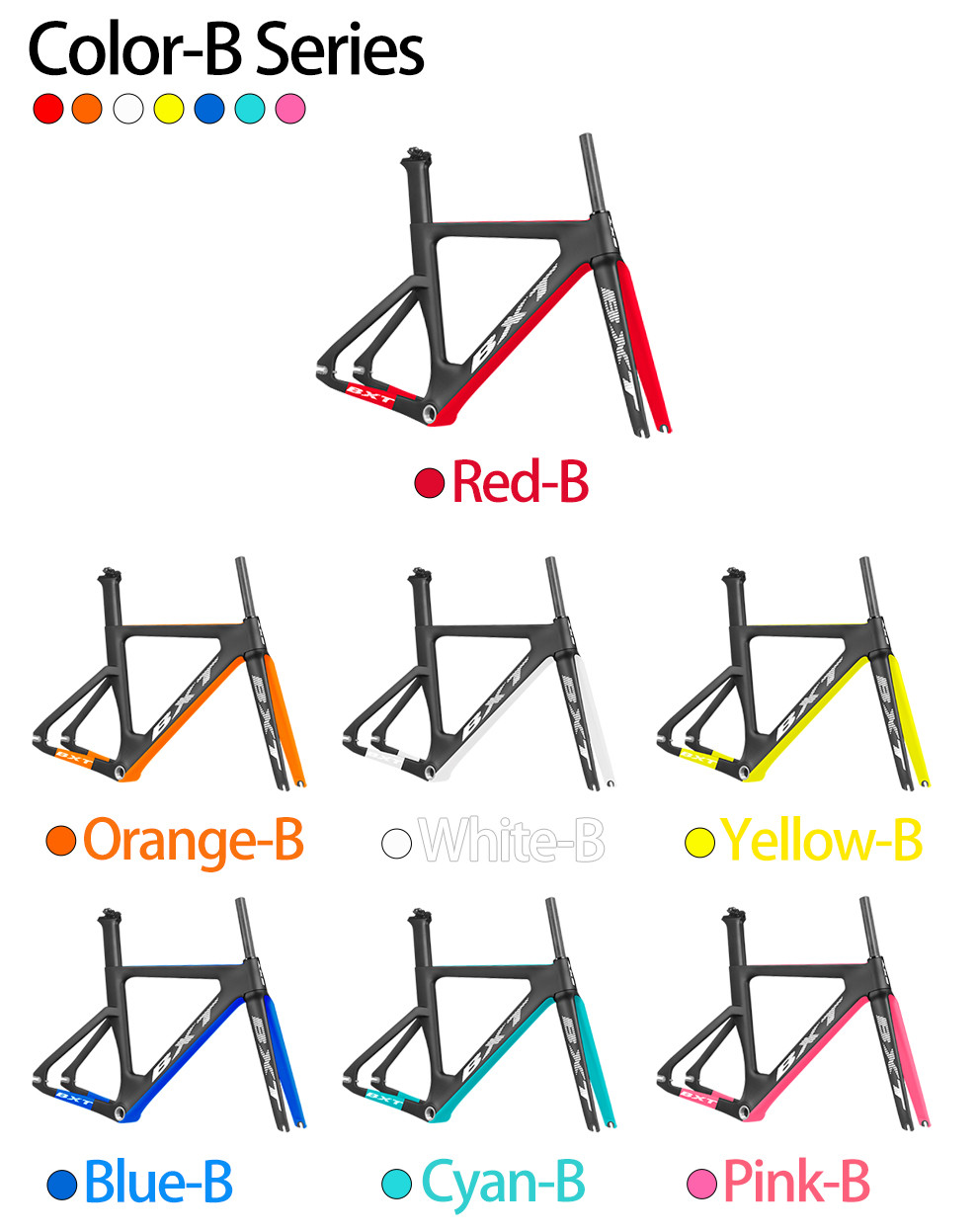 700C Fixed Gear Carbon Track Bike Frame With Fork Max 25C Tire