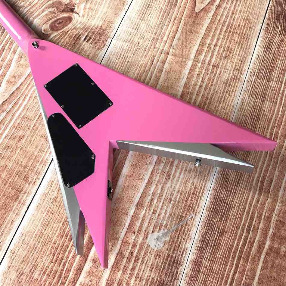 Custom Electric Guitar 2020 New Vibrato System Pink and Metallic Silver Customizable Logo Shape