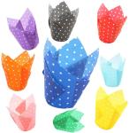 Temperature Resistant Grease Proof Dots Tulip Paper Cups