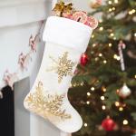 3PC Christmas Stocking,Sequin Hanging Stocking Decorations Christmas Party