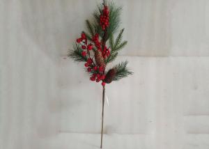 Quality 58cm Artificial Christmas Pine Picks With Red Berry Branches wholesale