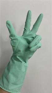 Quality M60g Green Flock lined Household Rubber Gloves S M L XL wholesale